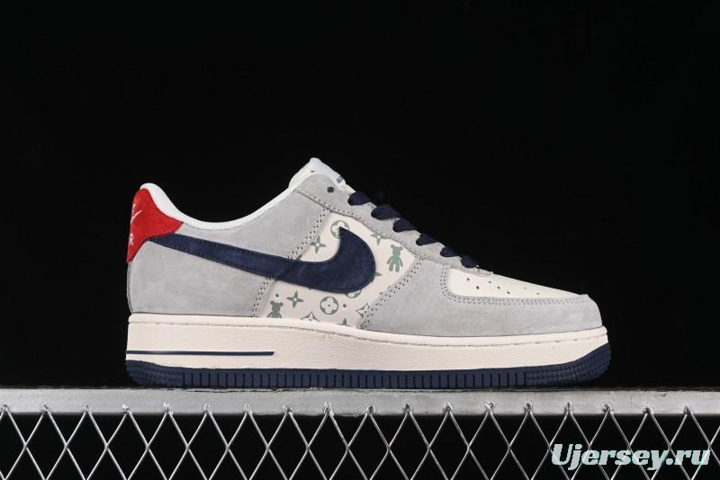 Nike Air Force 1 '07 Low Violent Bear Collaboration - Grey Blue Print Low-Top Casual Sneakers - SJ9188-001