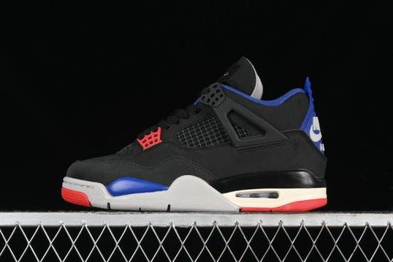 Nike Air Jordan 4 Retro Basketball Shoes in Black, Blue and Neutral Grey - FV5029-003