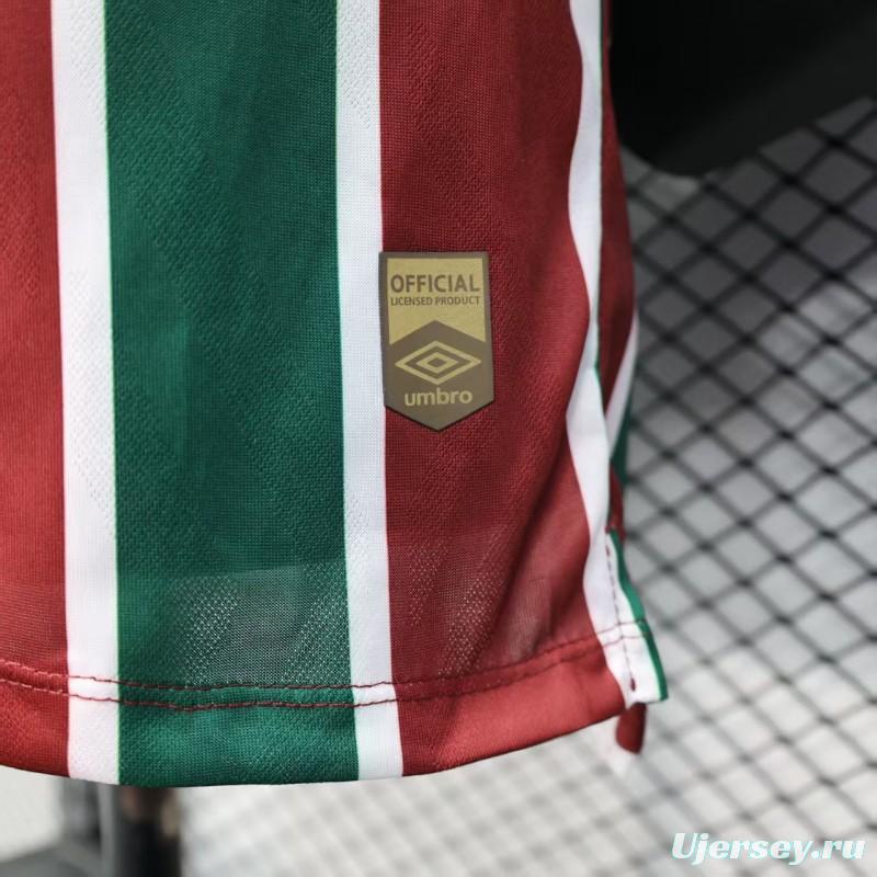Player Version 25/26 Fluminense Green and Burgundy Vertical Striped with White Trim Jersey