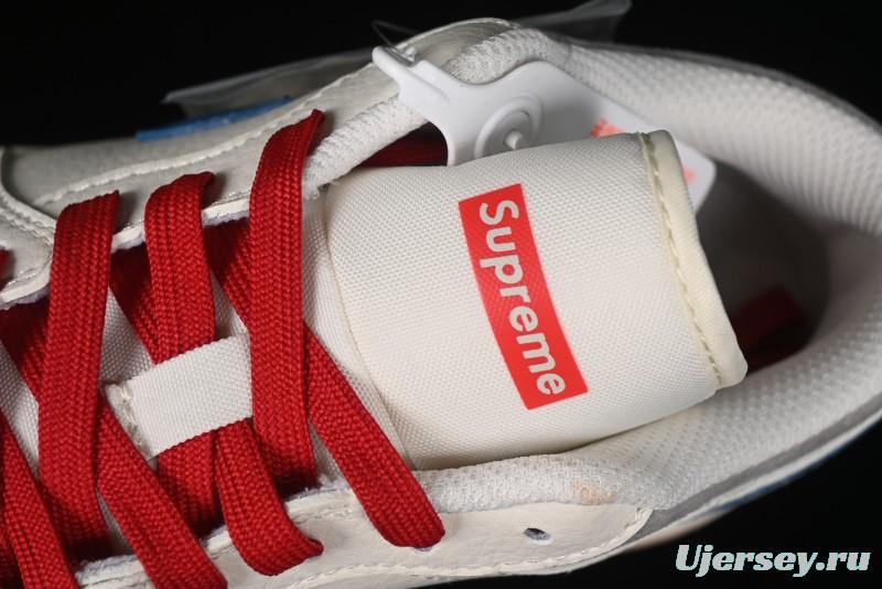 Nike Air Jordan 1 Low Supreme Collaboration - Retro Basketball Shoes in Blue and Gum Sole - SJ9950-022