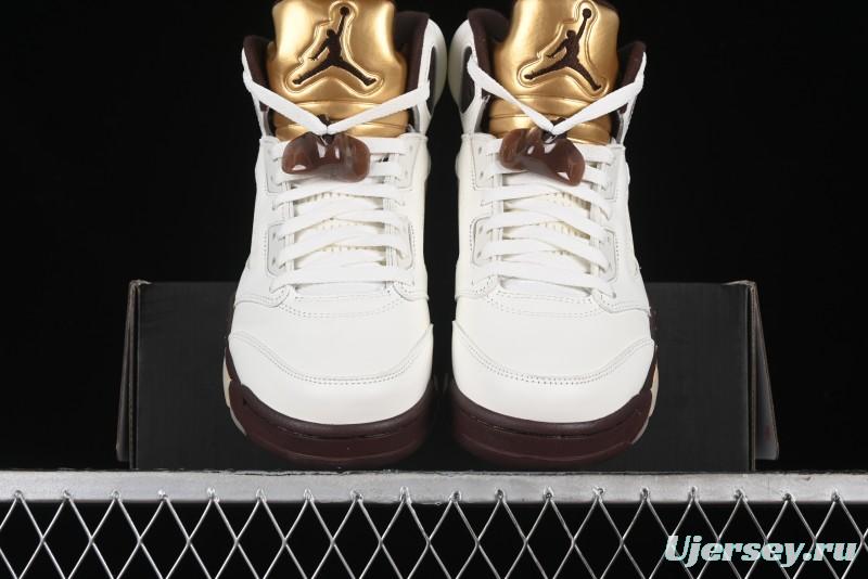 Nike Air Jordan 5 Retro Basketball Shoes in White/Tan - DD9336-200