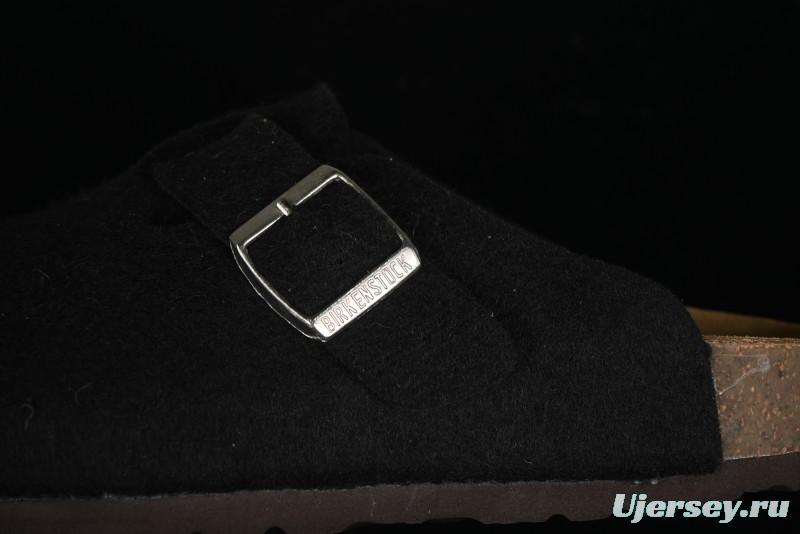 Birkenstock Half Open Toe Sandals with Smokeless Coal Wool Upper - G.D4