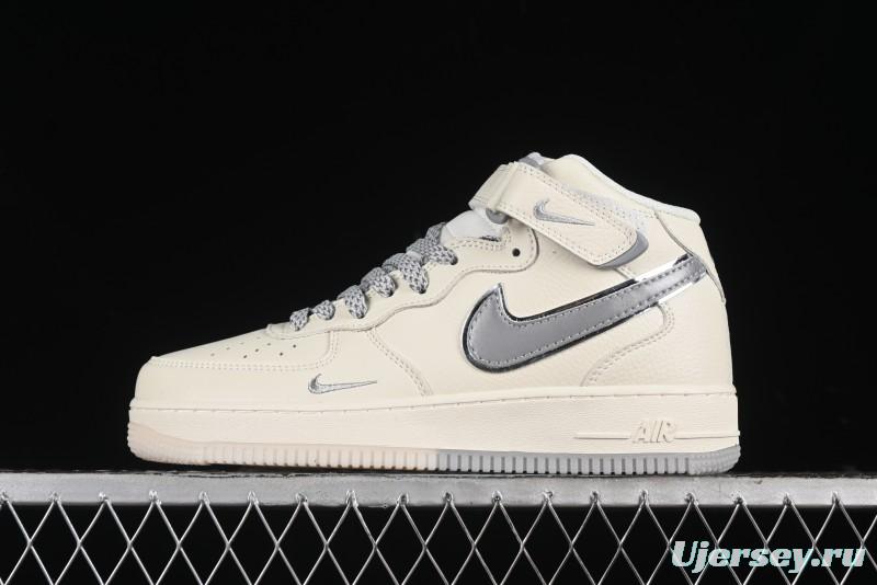 Nike Air Force 1 '07 Mid Casual Sneakers in Light Grey with 3M Reflective Details and Crystal Outsole - XL0236-232
