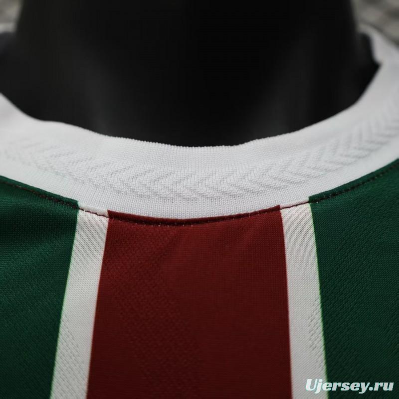 Player Version 25/26 Fluminense Green and Burgundy Vertical Striped with White Trim Jersey