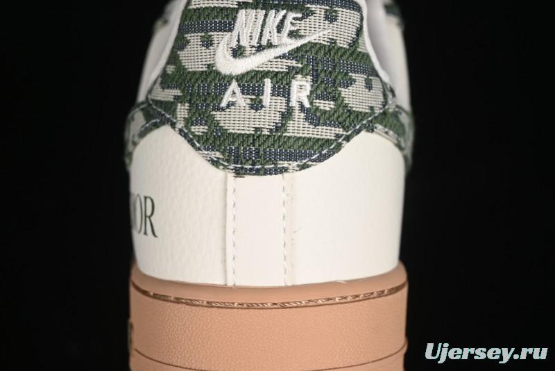 Nike Air Force 1 '07 Low Dior Collaboration - Beige Green Swoosh Low-Top Casual Sneakers - KK1988-010
