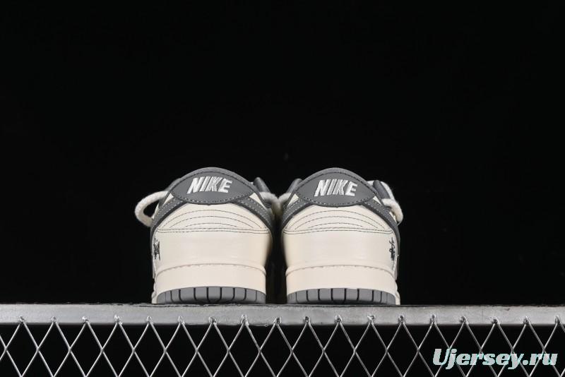 Nike SB Dunk Low Stussy Bandana Grey Check Anniversary Custom Low-Top Casual Skate Shoes - SJ2068-310