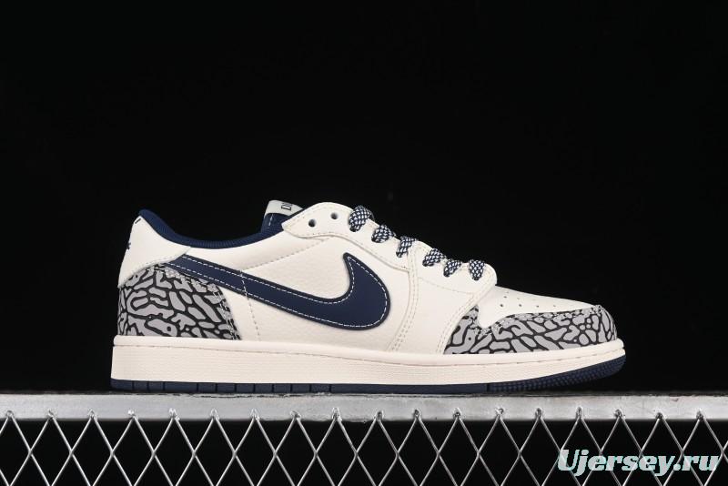 Nike Travis Scott x Fragment Design x Air Jordan 1 Low OG SP AJ1 Retro Sneakers with Stone Pattern - CF3688-029