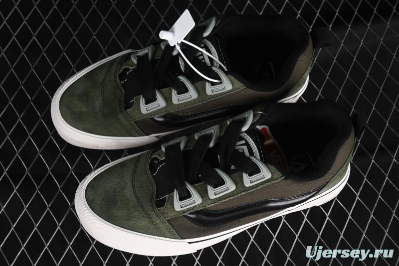 Vans Knu Skool DR White Black Green Chunky Sneakers - VN000CZU50K