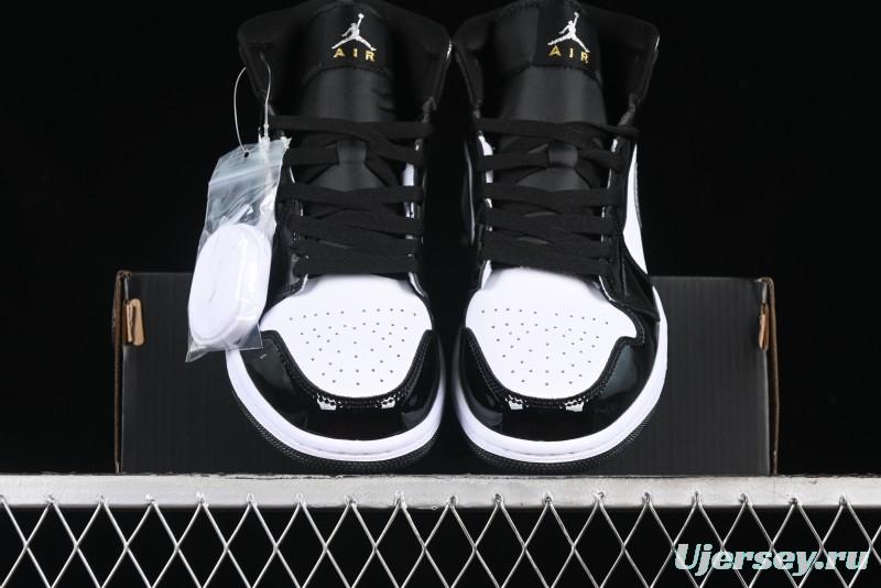 Nike Air Jordan 1 Mid Basketball Shoes White Black Silver - HV0789-010