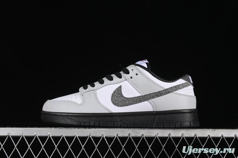 Nike Dunk Low "Glitter Swoosh" Light Silver SB Low-Top Casual Skate Shoes - HQ3462-191