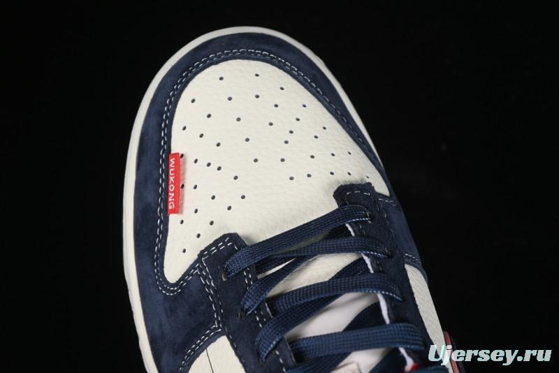 Nike SB Dunk Low Wukong Series - Beige with Navy Swoosh Anniversary Customized Low-Top Casual Skate Shoes - DJ2024-035