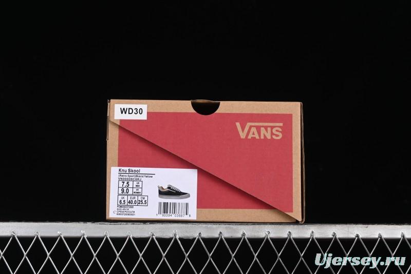 Vans Knu Skool Low-Top Retro Casual Vulcanized Slip-On Sneakers in Black White Yellow - VN000D6C6RJ