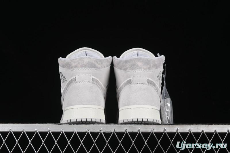 Nike Air Jordan 1 Mid AJ1 Basketball Shoes White Grey - FQ7720-002