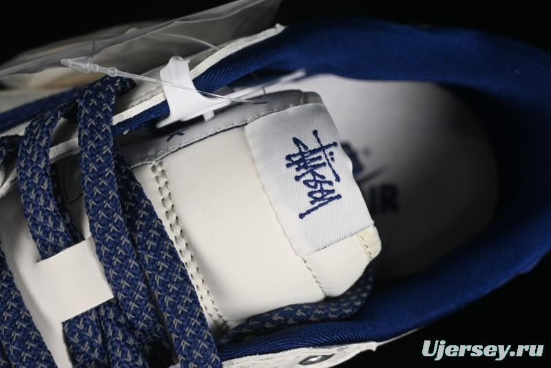 Nike Travis Scott x Fragment Design x Air Jordan 1 Low OG SP AJ1 Supreme Stussy Collaboration - Suede Blue Swoosh Low-Top Casual Sneakers - SJ2068-127