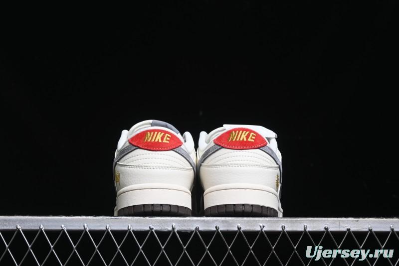 Nike SB Dunk Low Stussy Collaboration - Beige Grey Gold Embroidery Anniversary High-End Custom Low-Top Casual Skate Shoes - XS1086-001