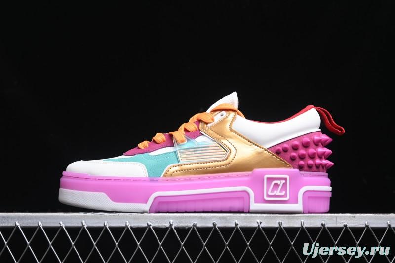 Christian Louboutin Funnyto Flat French Luxury Brand Low-Top Sneakers in Purple Color Block - X.D4