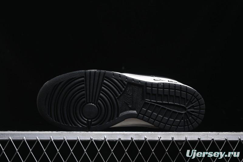 Nike SB Dunk Low Supreme Collaboration - Black Stitch Mini Swoosh Custom Low-Top Casual Skate Shoes - XX3186-302