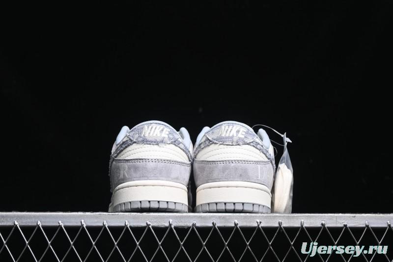 Nike SB Dunk Low Dior Stone Island Triple Collaboration Woven Grey Hook Anniversary High-End Custom Low-Top Casual Sneakers - DM6868-006