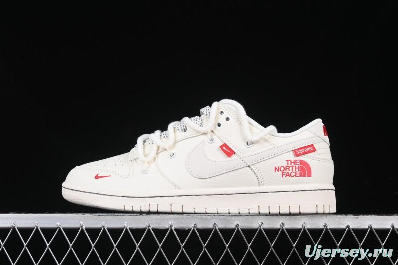 Nike SB Dunk Low x The North Face x Supreme Series - Strap Beige White Hook Anniversary High-End Custom Low-Top Casual Skate Shoes - YX5066-229