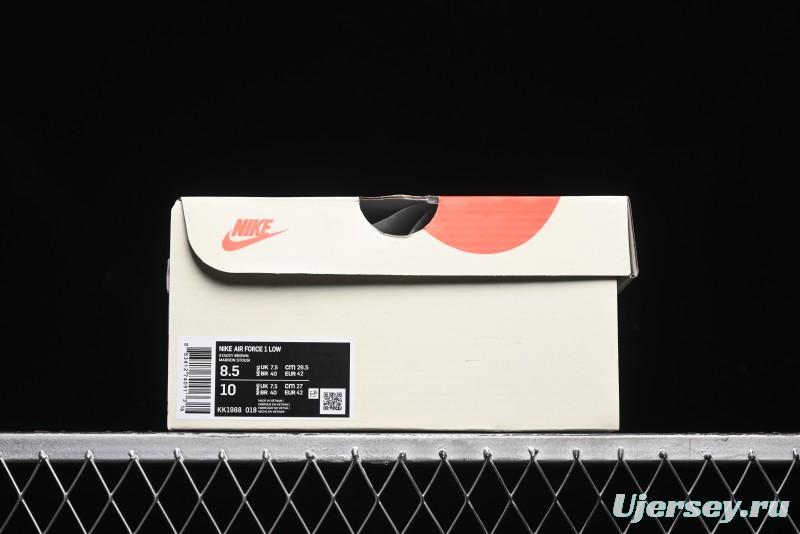 Nike Air Force 1 '07 Low The North Face x Stussy Collaboration - Black Brown Coffee Casual Sneakers - KK1988-018