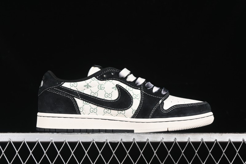 Nike Travis Scott x Fragment Design x Air Jordan 1 Low OG SP AJ1 Gucci Collaboration - Black Dragonfly Low-top Casual Sneakers - SJ2068-139