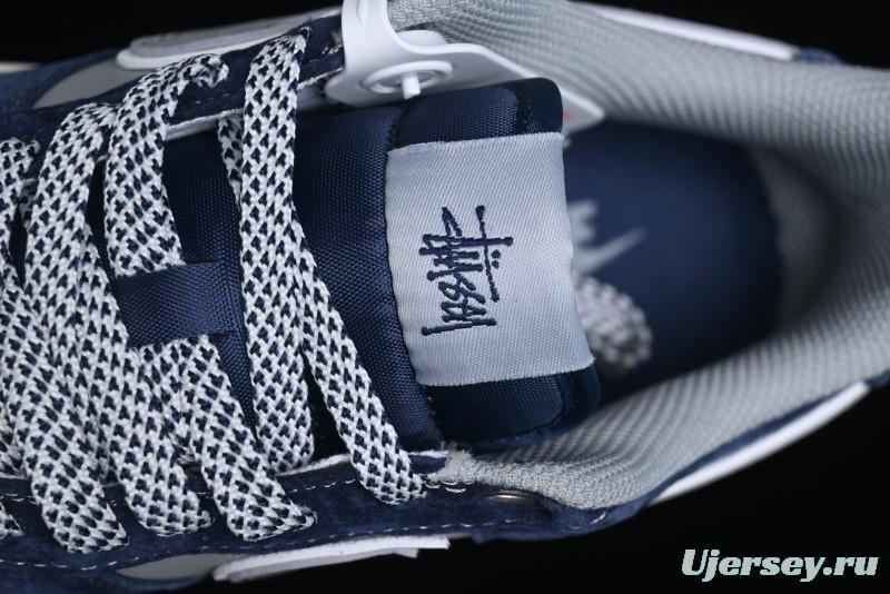 Nike Air Force 1 '07 Low Stussy Collaboration - Grey Blue Suede Low-Top Casual Sneakers - SJ6698-007