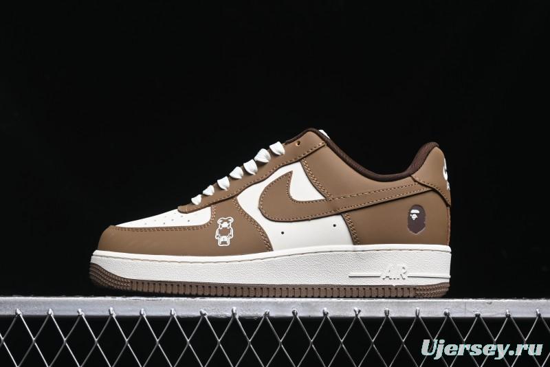 Nike Air Force 1 '07 Low Bape Collaboration - Brown Violent Bear Casual Sneakers - DF0188-013