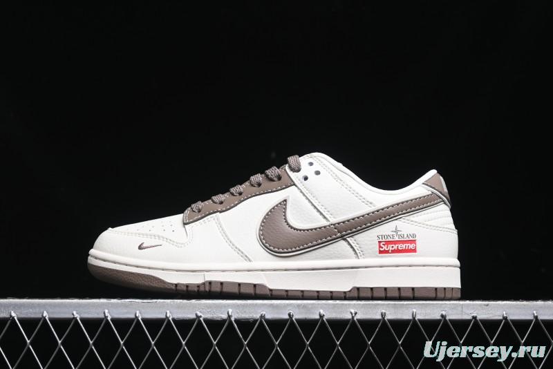 Nike SB Dunk Low Stone Island Supreme Collaboration - Beige Brown Sole Anniversary High-End Custom Low-Top Casual Sneakers - BB9866-008