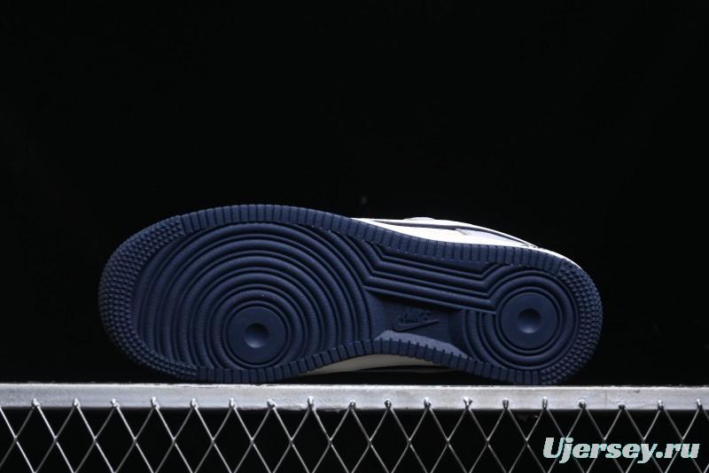 Nike Air Force 1 '07 Low Stussy Collaboration - Grey White with Blue Outsole Low-Top Casual Sneakers - SJ6698-006