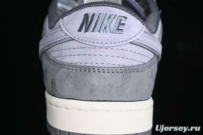 Nike SB Dunk Low Stussy Collaboration - Granite Grey Anniversary Custom Low-Top Casual Skate Shoes - XS1086-008
