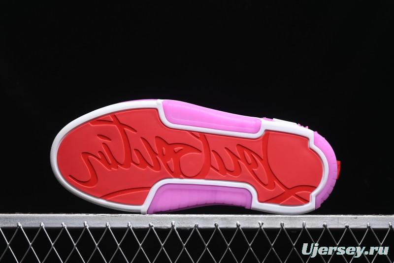 Christian Louboutin Funnyto Flat French Luxury Brand Low-Top Sneakers in Purple Color Block - X.D4