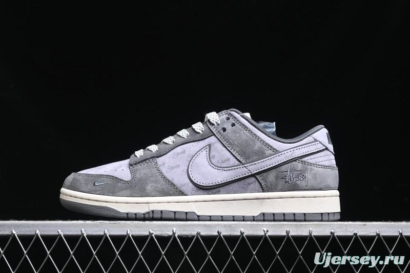 Nike SB Dunk Low Stussy Collaboration - Granite Grey Anniversary Custom Low-Top Casual Skate Shoes - XS1086-008