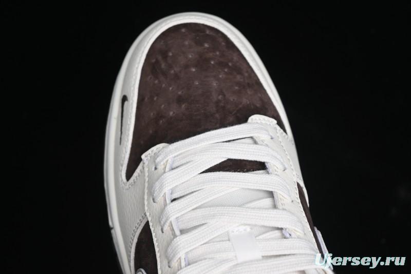 Nike SB Dunk Low Stussy Collaboration - Dark Brown White Swoosh Anniversary Custom Low-Top Casual Sneakers - KK1333-012