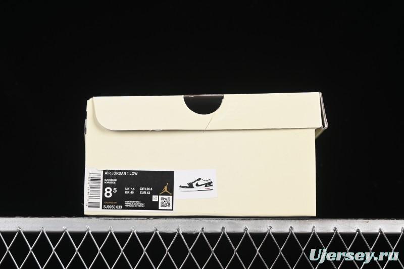 Nike Air Jordan 1 Low AJ1 Stussy Collaboration - Black White Red Label Retro Basketball Shoes - SJ9950-033