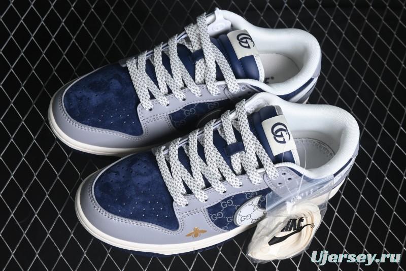 Nike SB Dunk Low Gucci Collaboration - Small Bee Pattern White Swoosh Anniversary High-End Custom Low-Top Casual Sneakers - FC1688-195