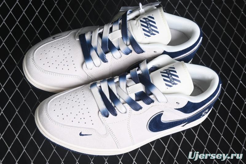 Nike Air Jordan 1 Low OF Collaboration - Premium Custom Retro Basketball Shoes in Blue Grey - DM9188-003