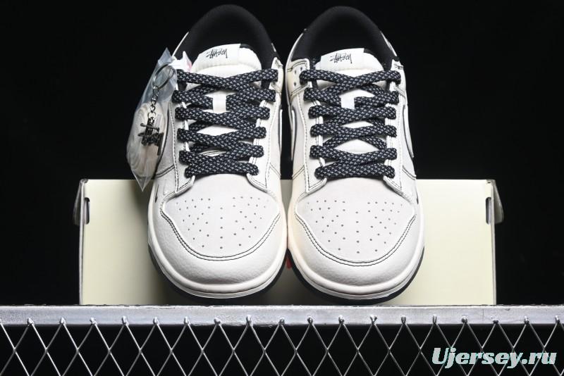 Nike SB Dunk Low Stussy Collaboration - Beige Black Line High-End Custom Low-Top Casual Skate Shoes - BB7518-008