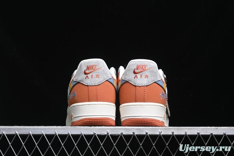 Nike Air Force 1 '07 Low Stussy Collaboration - Grey Brown Flyknit Low-Top Casual Sneakers - KK1988-025
