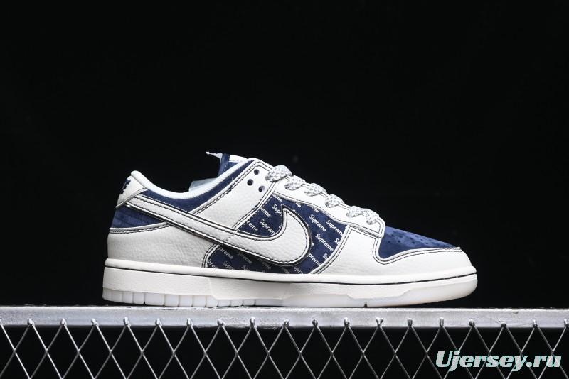 Nike SB Dunk Low Supreme Collaboration - White Blue with Crystal Outsole Anniversary High-End Custom Low-Top Casual Skate Shoes - XS1086-002