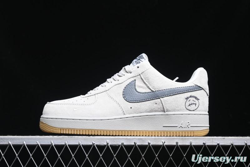 Nike Air Force 1 '07 Low Ghostface Collaboration - Light Grey Pigskin Low-Top Casual Sneakers - DF0188-022