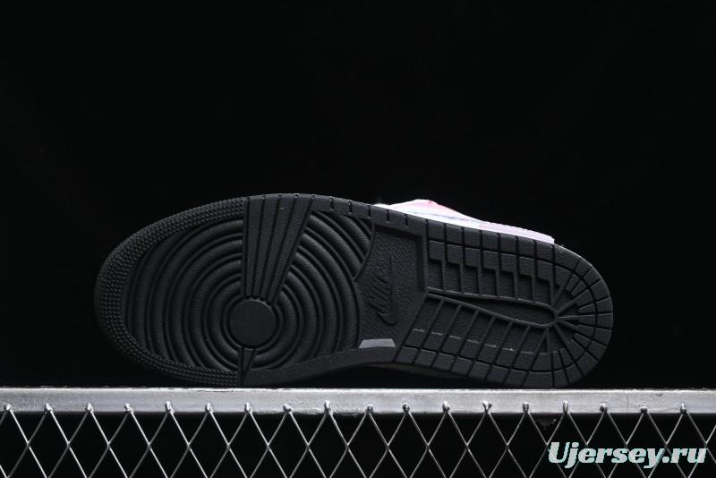 Nike Air Jordan 1 Low Retro Basketball Shoes - Panda Mischief Qixi Theme with Special Graffiti Design - 553558-132