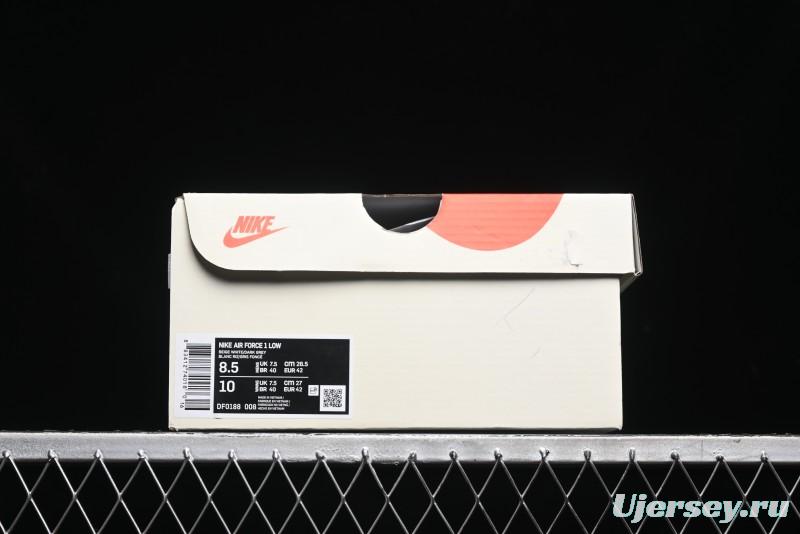 Nike Air Force 1 '07 Low Stussy Collaboration - Light Bone Shadow Low-Top Casual Sneakers - DF0180-008
