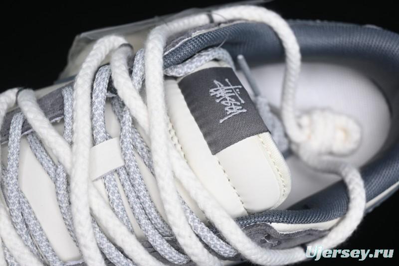 Nike SB Dunk Low Stussy Collaboration - Lace-Up Beige Grey Hook Anniversary High-End Custom Low-Top Casual Skate Shoes - YX5066-206