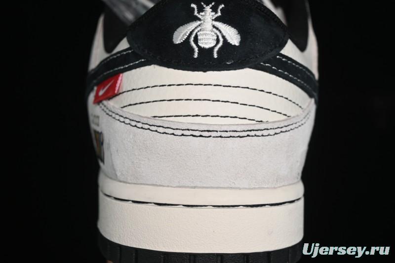 Nike SB Dunk Low Gucci Collaboration - Bumblebee Series Grey Black Hook Anniversary High-End Custom Low-Top Casual Skate Shoes - MM1089-029