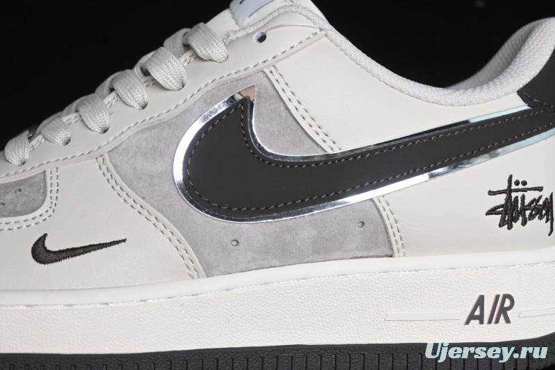 Nike Air Force 1 '07 Low Stussy Collaboration - White Black Sole Low-Top Casual Sneakers - XZ6188-279