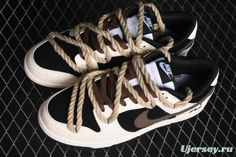 Nike Dunk Low Retro Casual Sneakers with Little Panda and Dopamine Mocha Design - DD1391-100