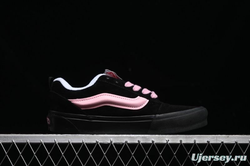 Vans Knu Skool Low Top Retro Sneakers in Black Pink with Big Logo - VN0009QC6BT1