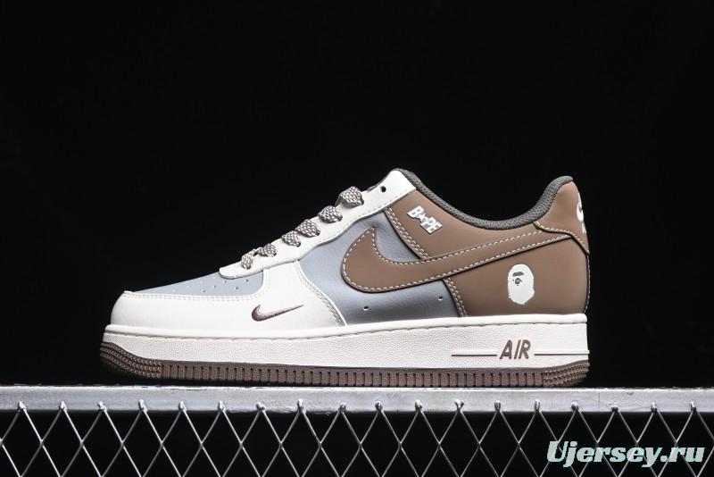 Nike Air Force 1 '07 Low Bape Collaboration - Beige Grey Brown Low Top Casual Sneakers BB6566-210