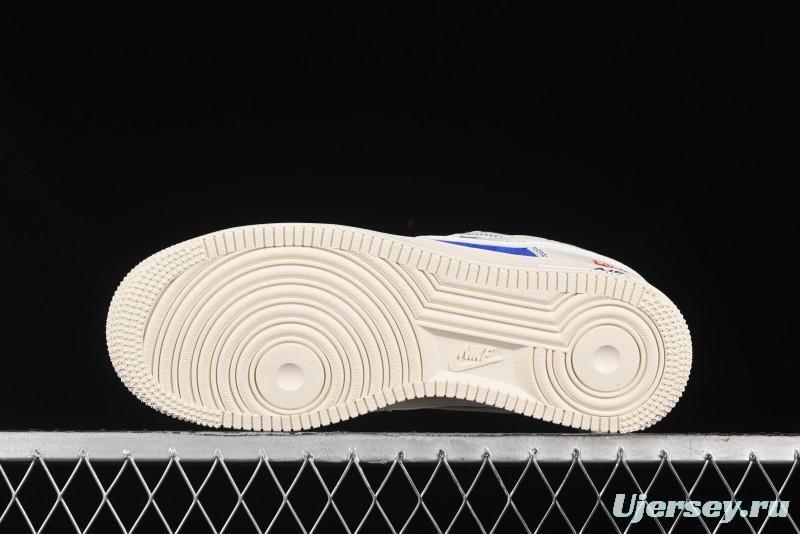 Nike Air Force 1 '07 Low Supreme Collaboration - Off White Navy Blue Low Top Casual Sneakers SJ6698-004