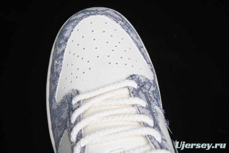 Nike SB Dunk Low Dior Collaboration - Woven Grey Check Anniversary High-End Custom Low-Top Casual Skate Shoes - YX5066-247